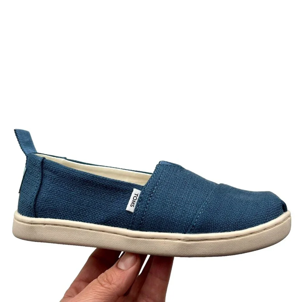 Toms Little Girls Alpargata Slip-on Shoes Size 12 Ocen Blue Lightweight & Comfy